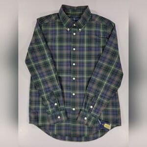 NEW Boys Ralph Lauren Holiday Green Plaid Button Down Shirt Large 14-16 *Flaw*